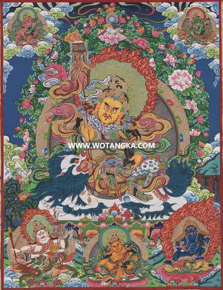 沃唐卡·觉蝉印坊微喷唐卡编号ZC71160:财宝天王五色财神众吉祥如意财富供养图