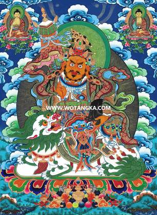 沃唐卡·觉蝉印坊微喷唐卡编号ZC71170:财宝天王天界二佛如意财富供养图