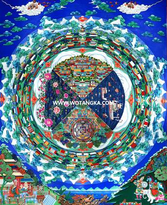 沃唐卡·觉蝉印坊微喷唐卡编号ZC71182:香巴拉净土法界源流图