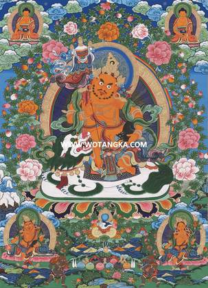 沃唐卡·觉蝉印坊微喷唐卡编号ZC71187:财宝天王二圆满财神天界二佛吉祥财富供养图