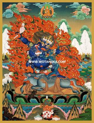 沃唐卡·觉蝉印坊微喷唐卡编号ZC71190:外修地狱主双身相宗喀巴大师化现本尊供养图