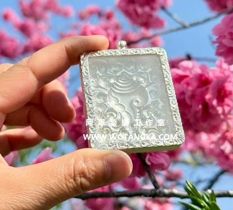 沃唐卡嘎乌盒 Ghau1366 云纹右旋白螺嘎乌盒 实物图2