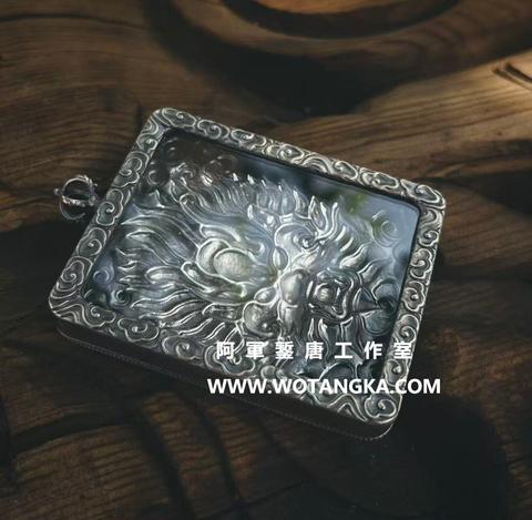 沃唐卡嘎乌盒 Ghau1489 云纹四象东方青龙首嘎乌盒 实物图2