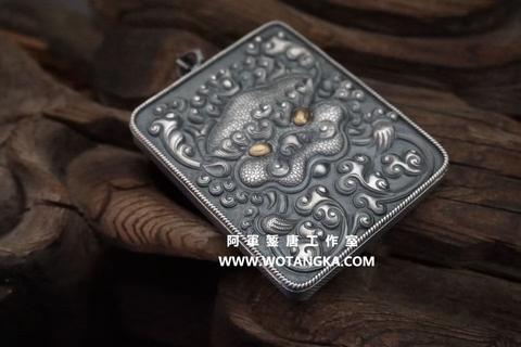 沃唐卡嘎乌盒 Ghau1528 云纹支扎巴兽嘎乌盒 实物图1