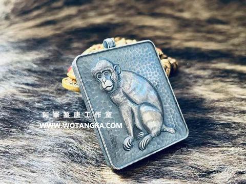 沃唐卡嘎乌盒 Ghau2544 云纹十二生肖系列之申猴嘎乌盒 实物图1