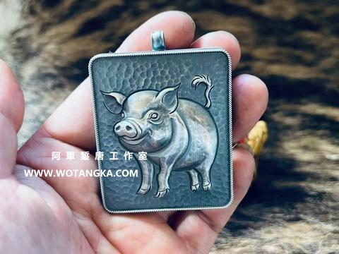 沃唐卡嘎乌盒 Ghau2641 云纹十二生肖系列之亥猪嘎乌盒 实物图2