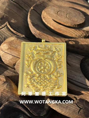 沃唐卡嘎乌盒 Ghau3632 云纹藏吉祥八宝纯金嘎乌盒 实物图2