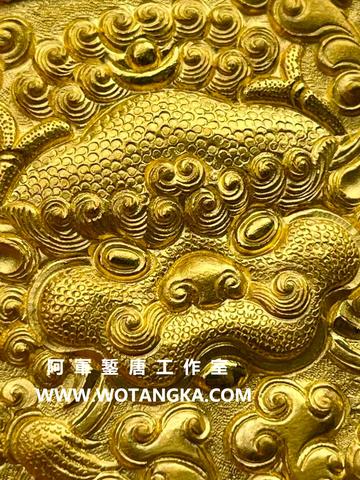 沃唐卡嘎乌盒 Ghau3689 云纹支巴扎兽纯金嘎乌盒 实物图2