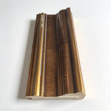 Neoclassical Light-Luxury Shadow Wood Grain with Gold Edge — Solid Wood Moulding