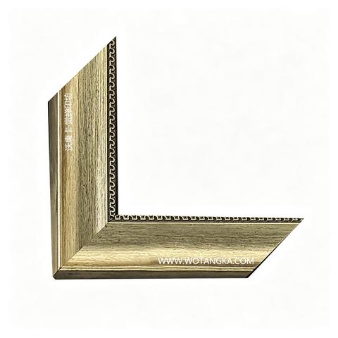 沃唐卡·觉蝉印坊画框 PictureFrame0115 做旧浅金拉丝金属仿木纹线条框 实物图