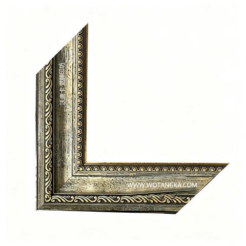 沃唐卡·觉蝉印坊画框 PictureFrame0117 做旧银灰古金雕花框 实物图