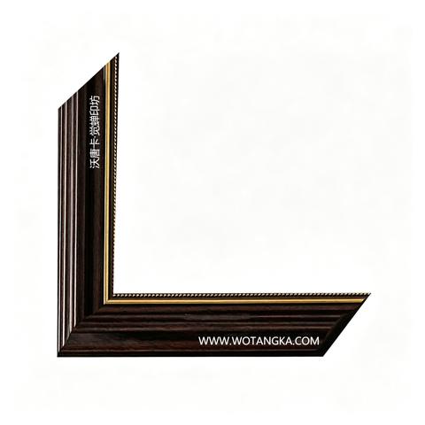 沃唐卡·觉蝉印坊画框 PictureFrame0119 黑檀描金串珠压花纹线条框 实物图
