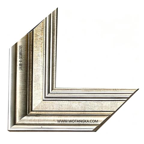 沃唐卡·觉蝉印坊画框 PictureFrame0140 香槟银细拉丝纹框条 实物图