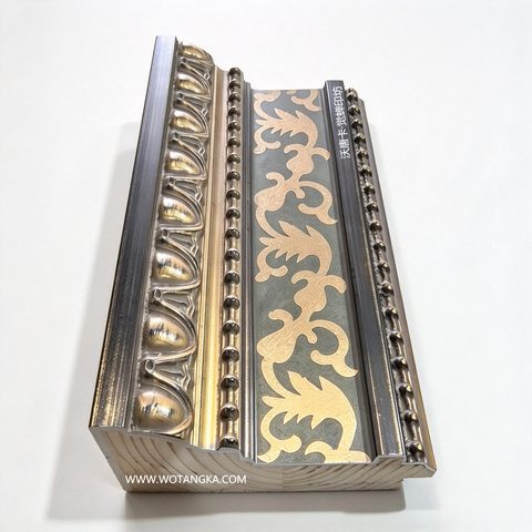 沃唐卡·觉蝉印坊画框 PictureFrame0206 欧式蛋纹卷草灰金实木画框条 实物图