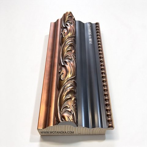 沃唐卡·觉蝉印坊画框 PictureFrame0207 红古铜黑莨苕雕花实木画框条 实物图