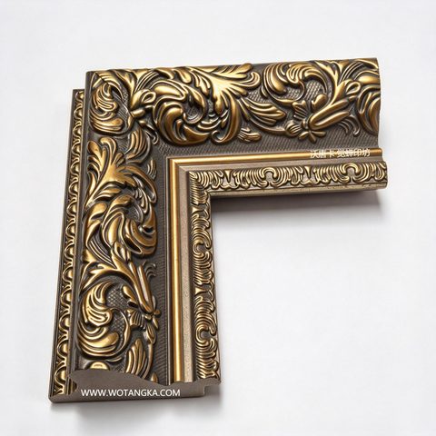 沃唐卡·觉蝉印坊画框 PictureFrame0212 欧式古典莨苕雕花黑擦金画框条 实物图