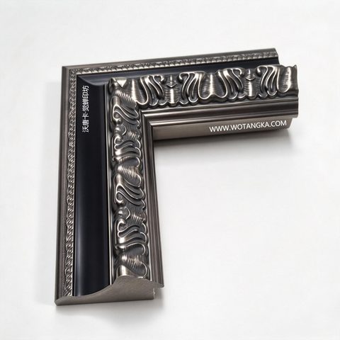 沃唐卡·觉蝉印坊画框 PictureFrame0213 仿古拉丝银卷草纹雕花画框条 实物图