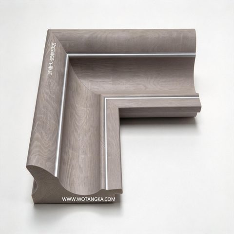 沃唐卡·觉蝉印坊画框 PictureFrame0215 现代简约莫兰迪灰木纹银边画框条 实物图