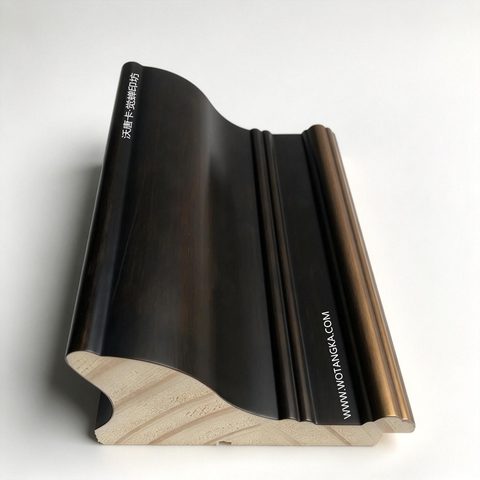 沃唐卡·觉蝉印坊画框 PictureFrame0220 现代简约深胡桃木色古铜边实木画框条 实物图
