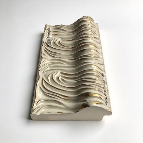 沃唐卡·觉蝉印坊画框 PictureFrame0222 奶油金立体抽象流动纹轻奢画框条 实物图